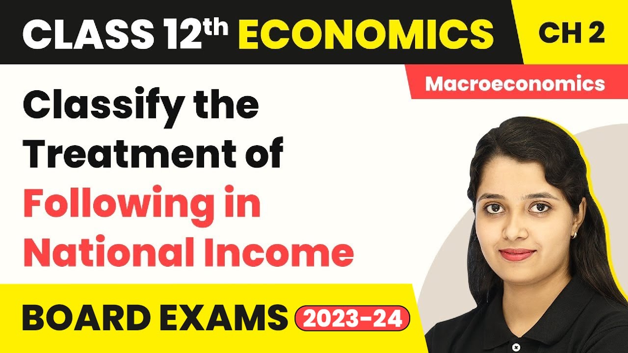 Class 12 Macroeconomics Chapter 2|Classify the Treatment of Following in National Income 2022-23