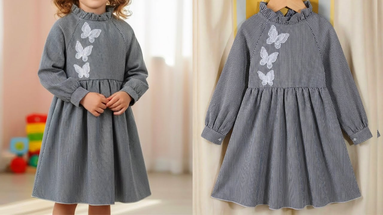 Winter Special Preppy Style Baby Frock Cutting & Stitching | Easy Tutorial