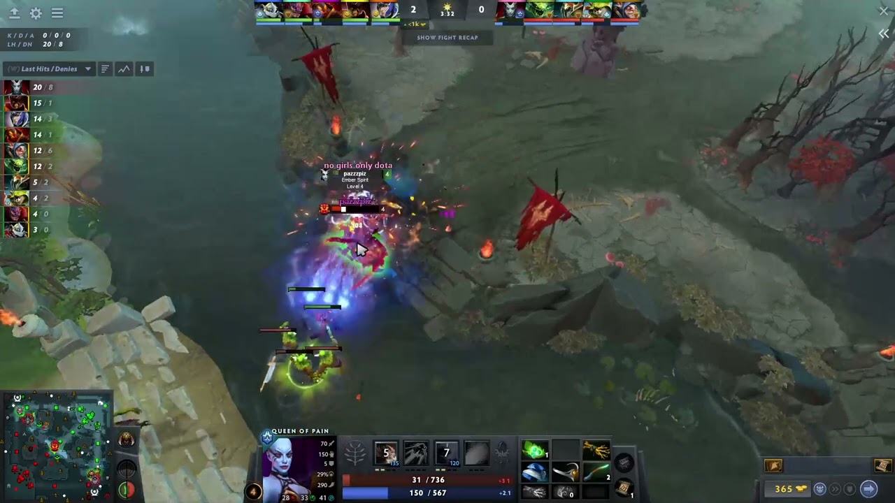 Как играть на центральной линии queen of pain (Malr1ne) против ember spirit - Dota 2