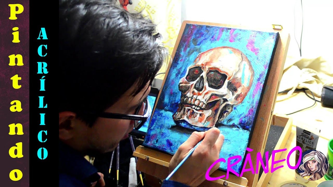 Pintando un cráneo (acrílico)