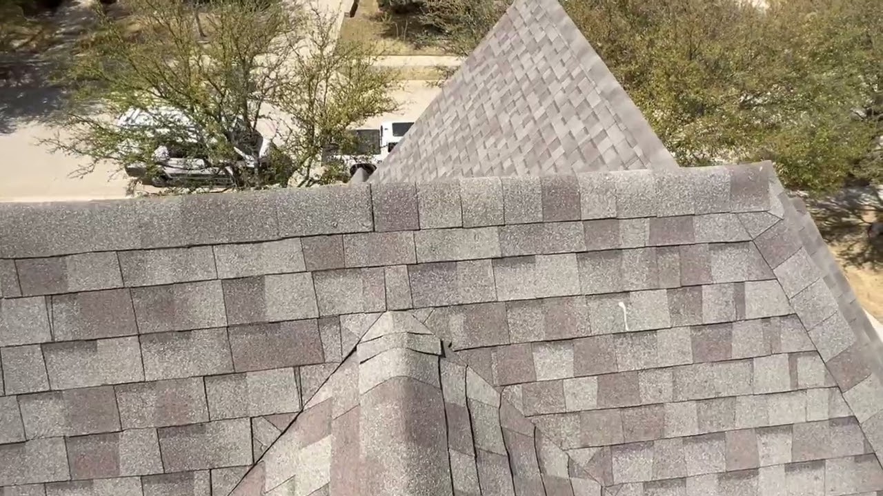 Video of a Hail Damage Roof Inspection With an Insurance Adjuster on a tall roof  in Argyle, Texas