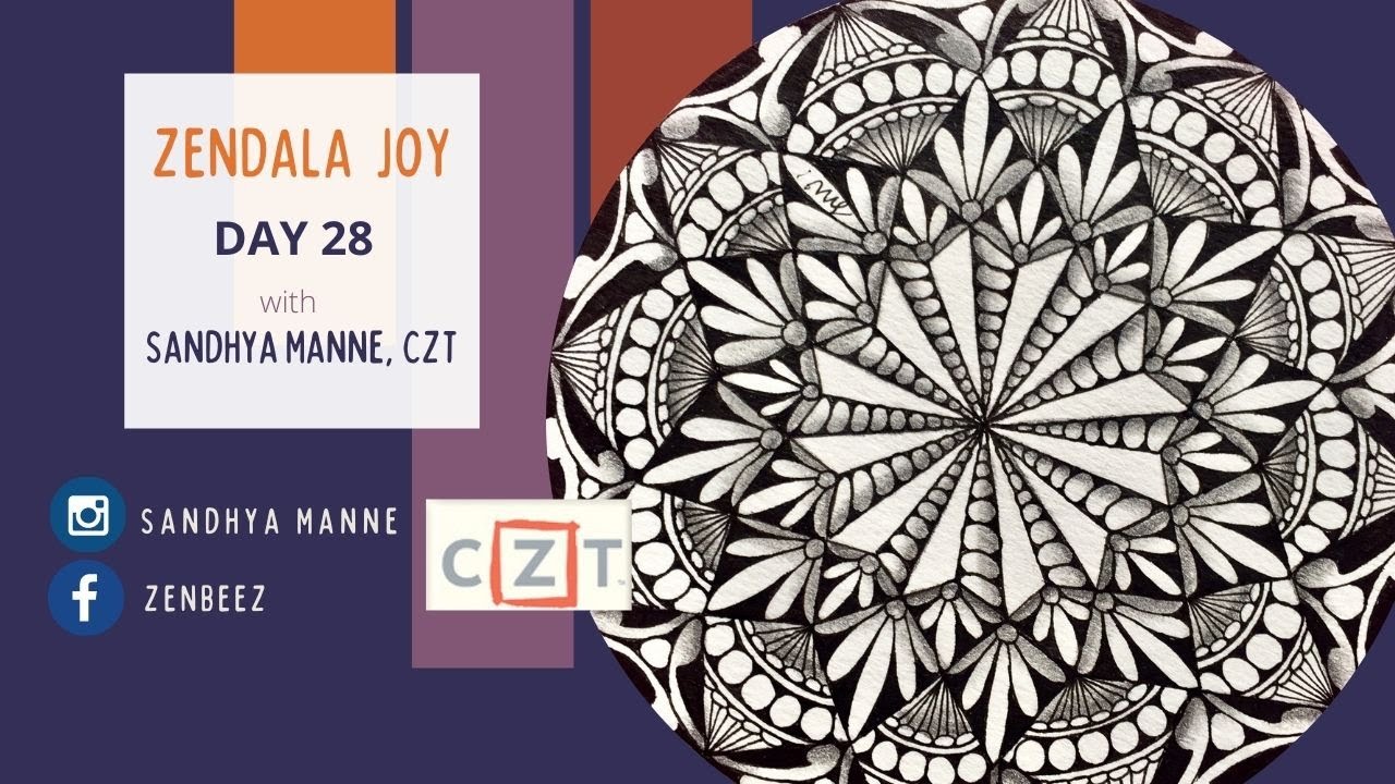 ZENDALA JOY Day 28 - String 9, exploring Zentangle® and Mandala