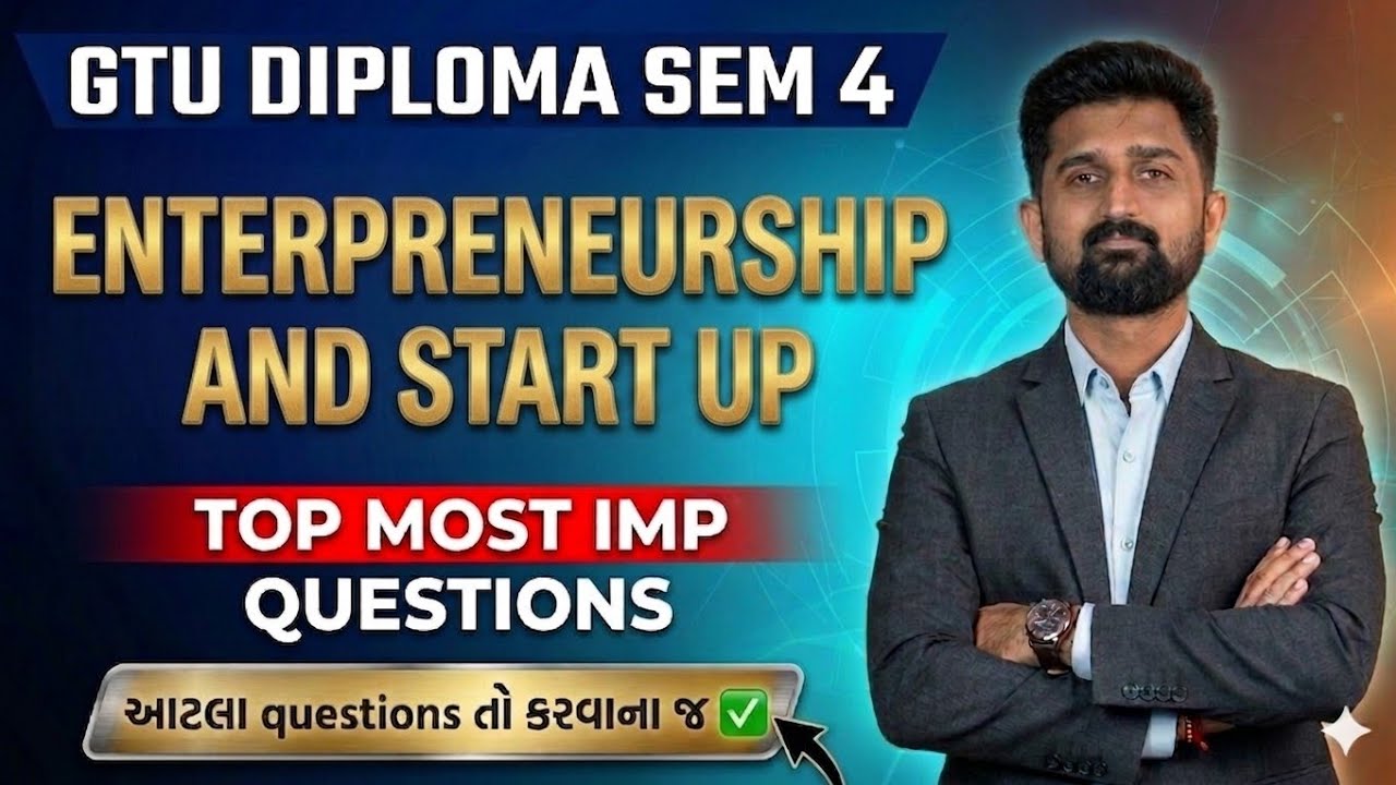 ENTERPRENEURSHIP AND START UP MOST IMP QUESTIONS | DIPLOMA SEM 4 IMP | GTU EXAM MOST IMP