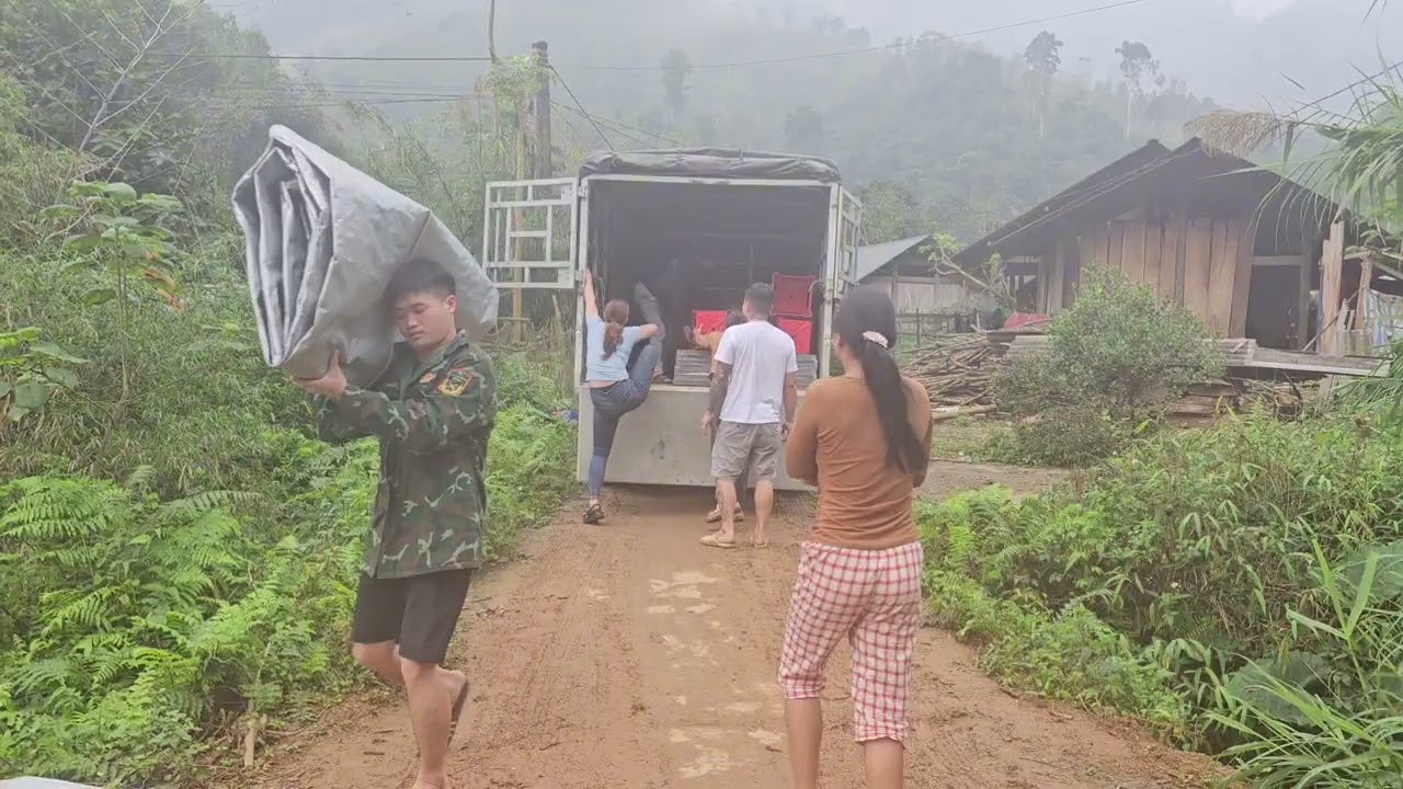 The girl drove the vehicle herself to transport the goods.