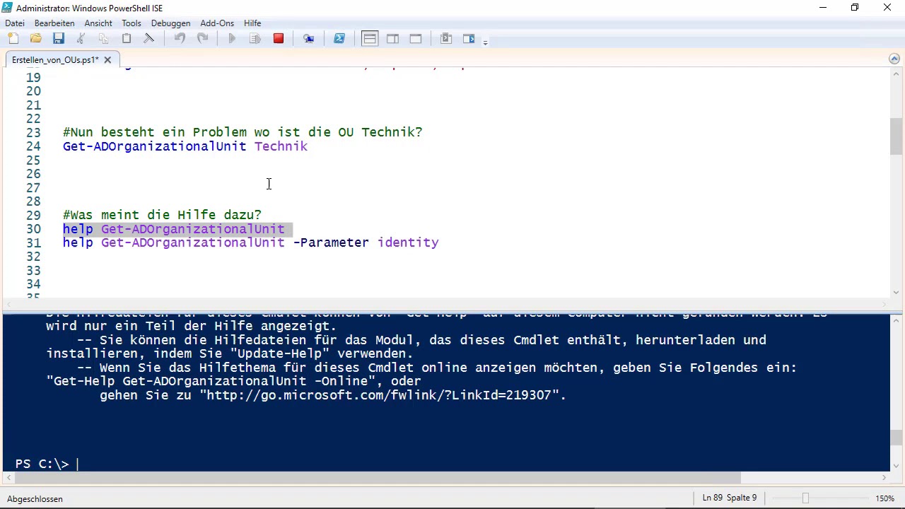 Aufbau einer Testumgebung mit Windows Server 2019 - Folge 20 - Mit der PowerShell OU's erstellen