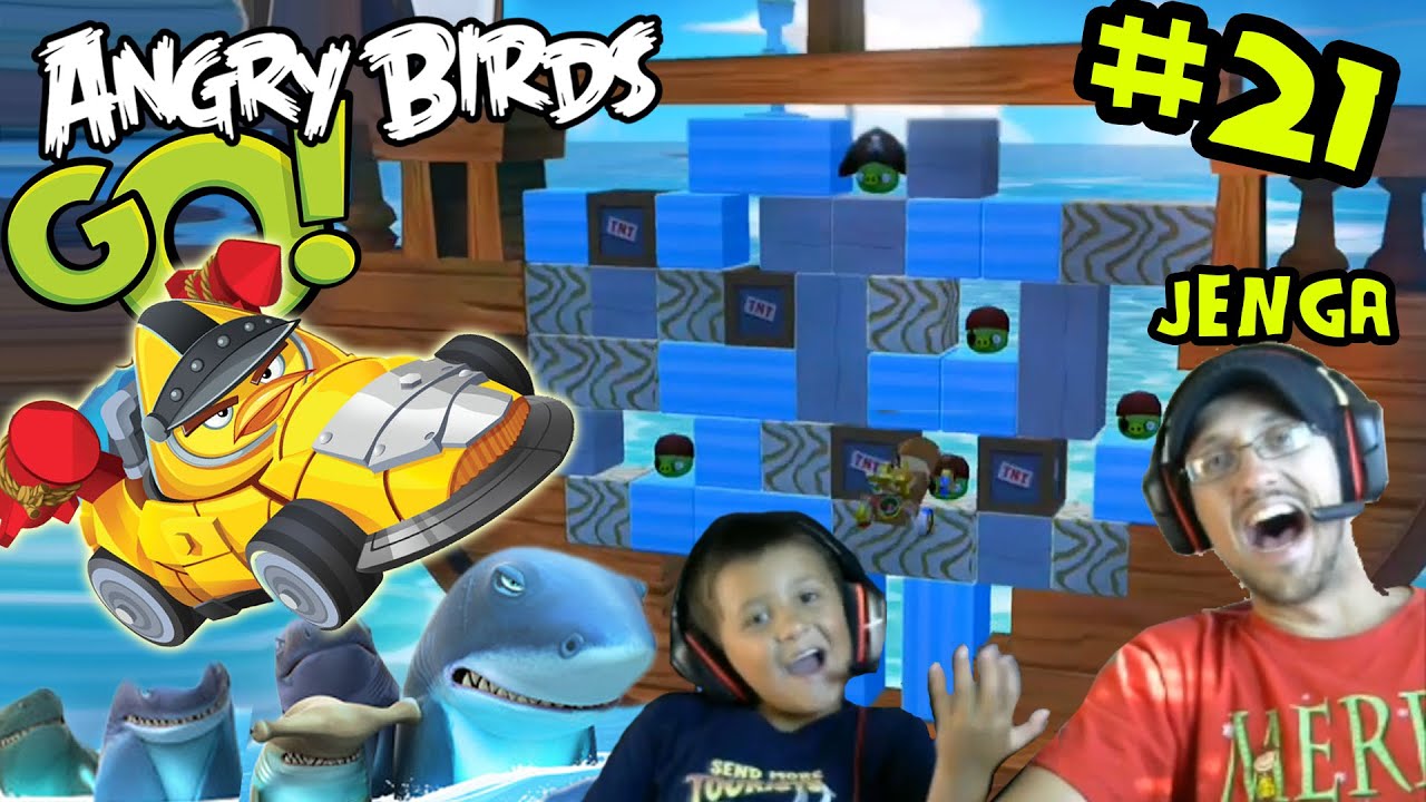 Давайте играть Angry Birds GO часть 21! JENGA & Online Мультиплеер (Mike & папа FaceCam)