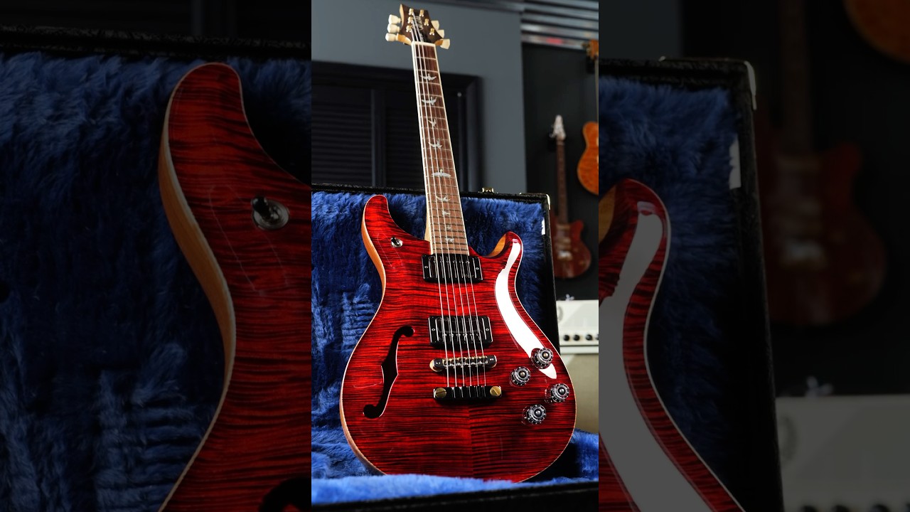PRS McCarty 594 Semi-Hollow Wood Library in Smoked Black Fire Red 🎸 #guitar #prsguitars #guitarista