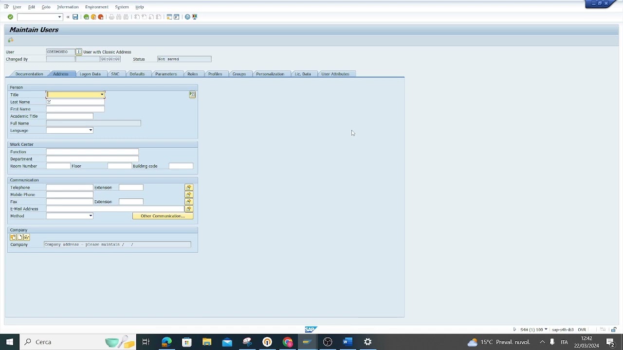 How to create a new user in Sap