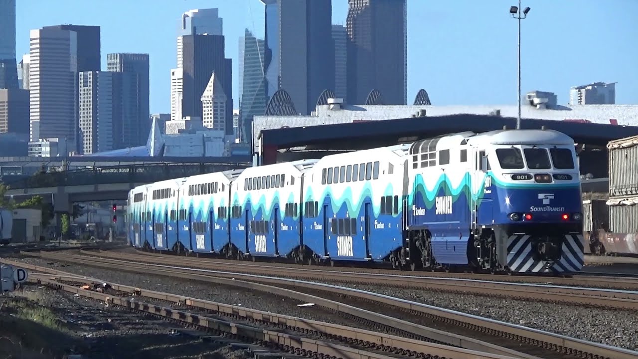Sounder and BNSF with NS and CN action in South Seattle