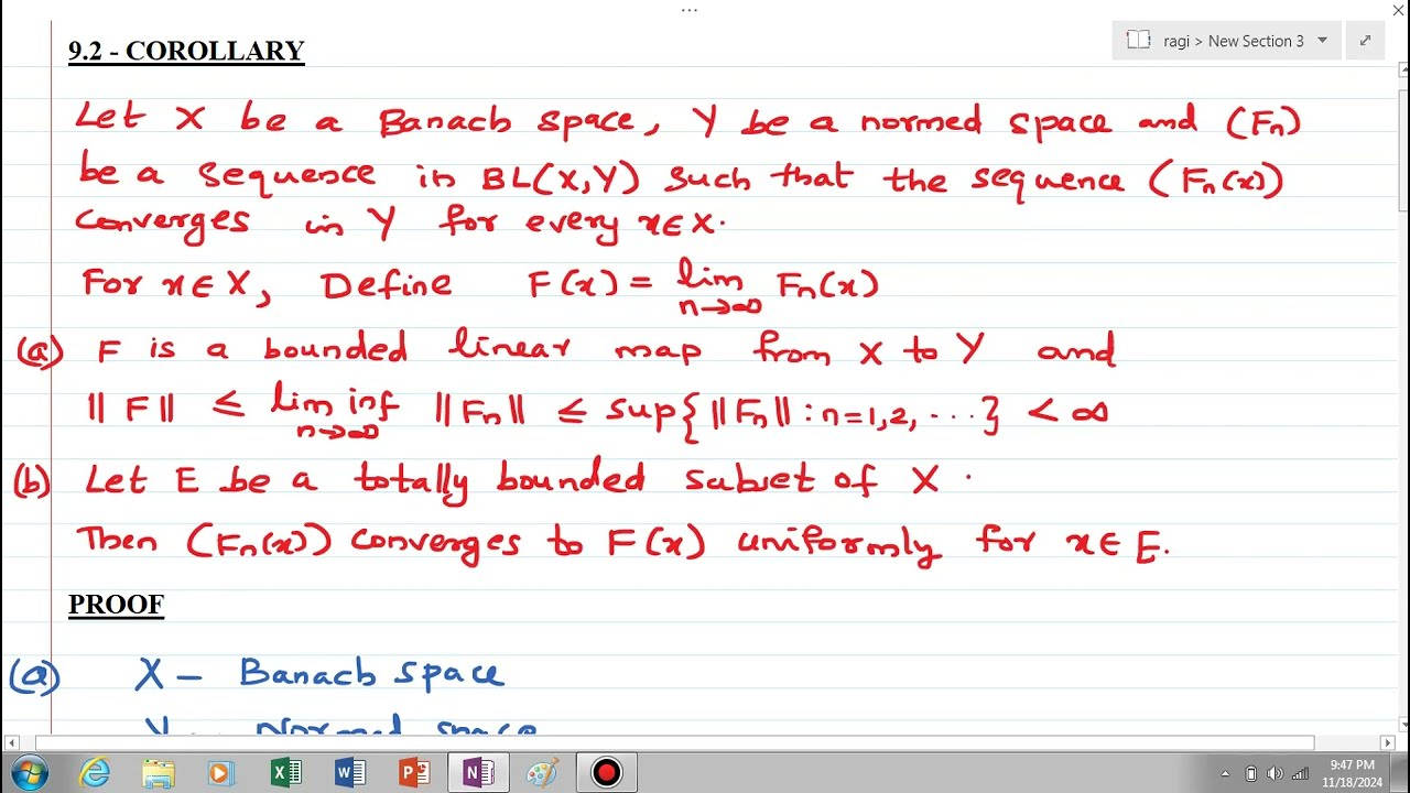 9.2 - COROLLARY - FUNCTIONAL ANALYSIS
