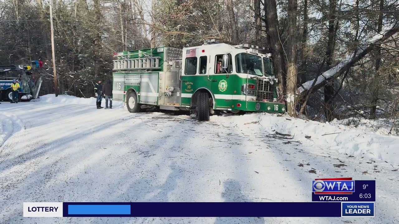 Two firefighters released from hospital after firetruck crash during house fire call