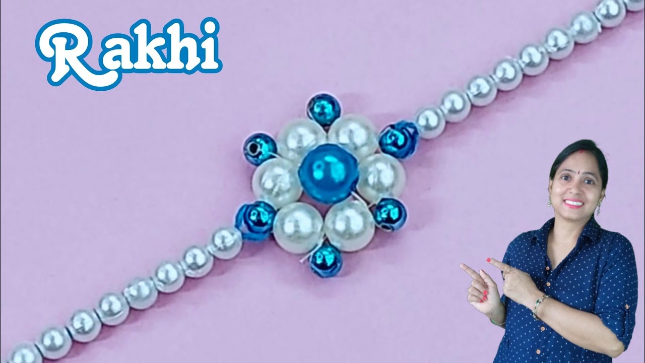 MAKING RAKHI WITH PEARLS  /DIY BRACELET MAKING AT HOME /Handmade Beads Rakhi 2023
