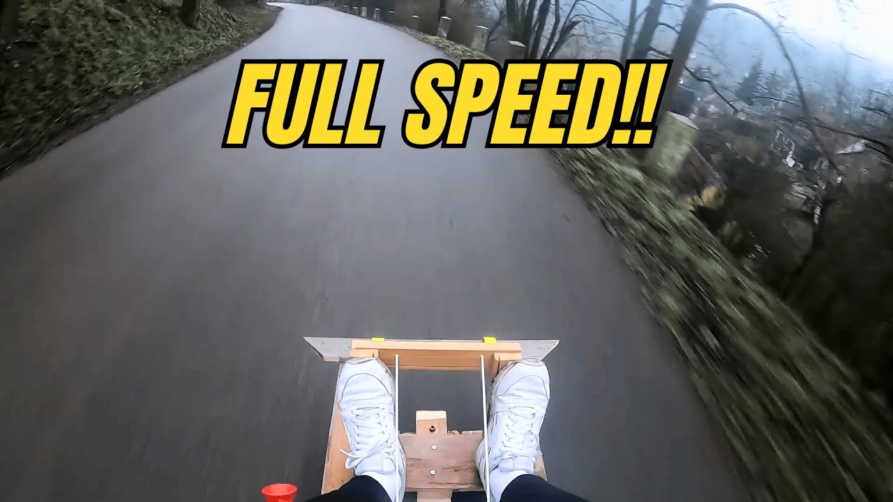 Wooden Kart - Street Downhill | GoPro Hero 8 Black | Run 1km POV | Husinec, Řež | Homemade kart | HD