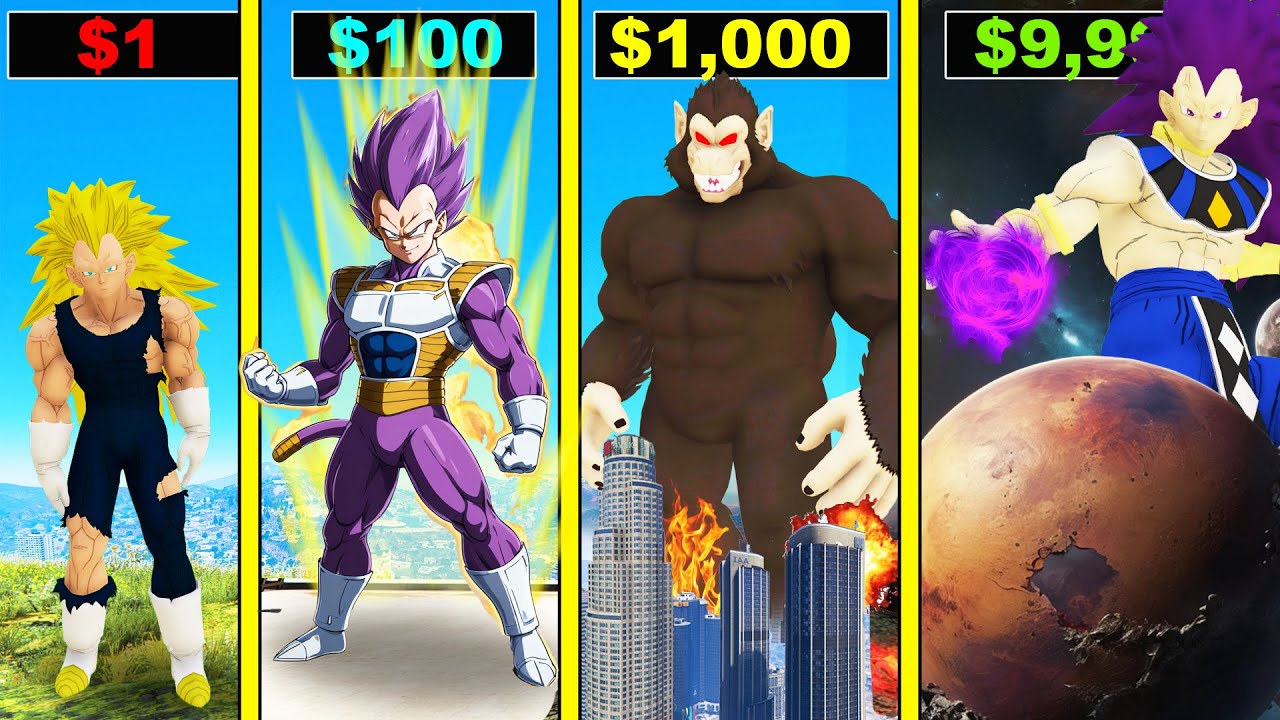 $1 VEGETA to $1,000,000,000 GOD OF DESTRUCTION LORD VEGETA in GTA 5!