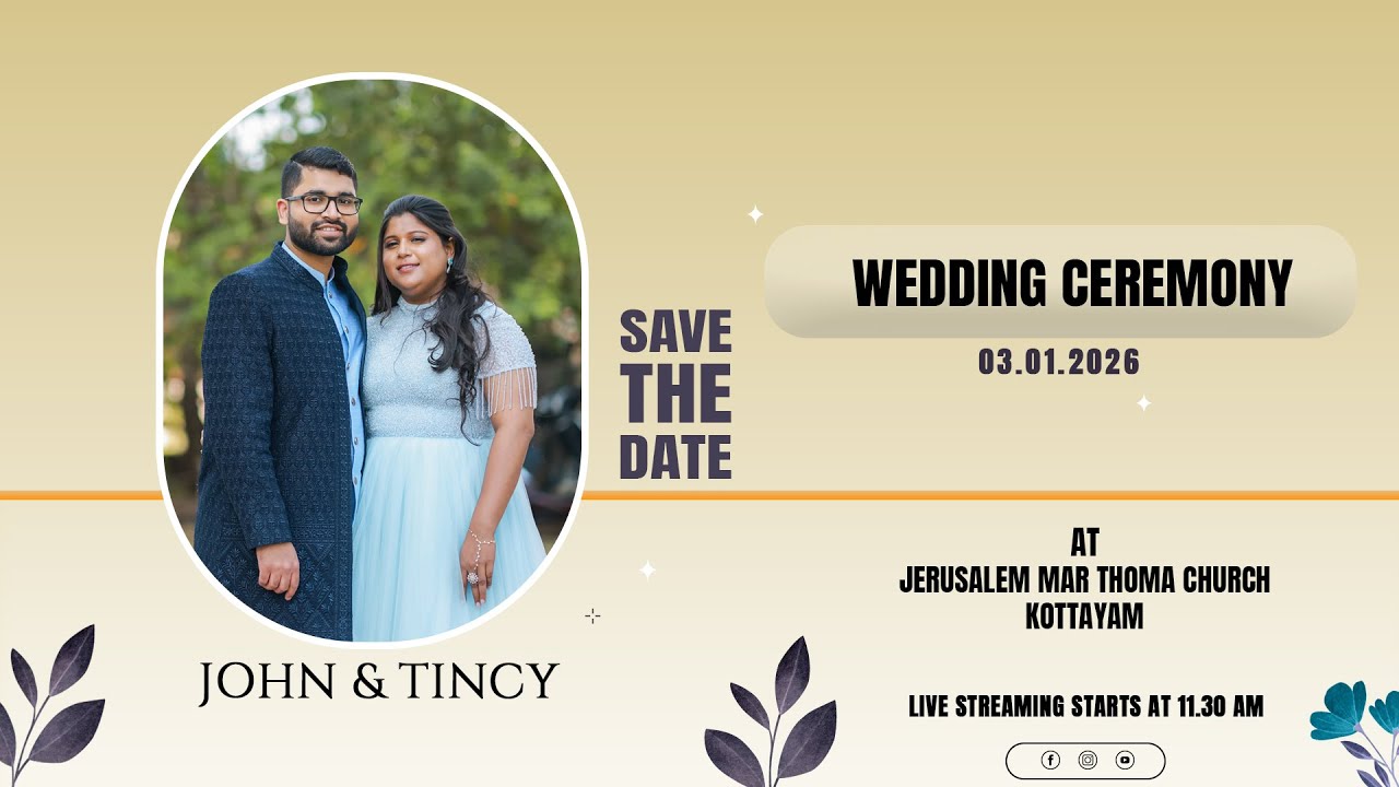 WEDDING CEREMONY LIVE || JOHN & TINCY