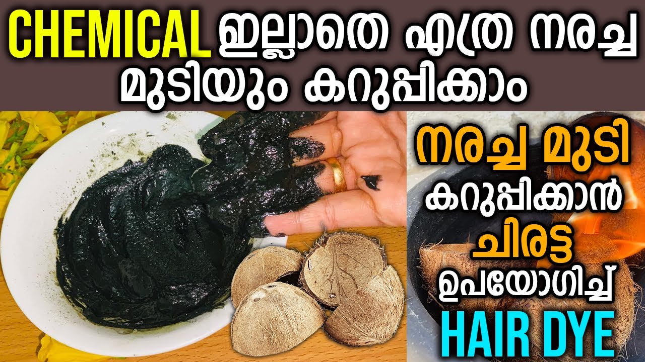 നരച്ച മുടിയെ പൂർണമായും കറുപ്പിക്കാൻ ചിരട്ടക്കരി Hair Dye | Natural Hair Dye | Chiratta kari hair dye