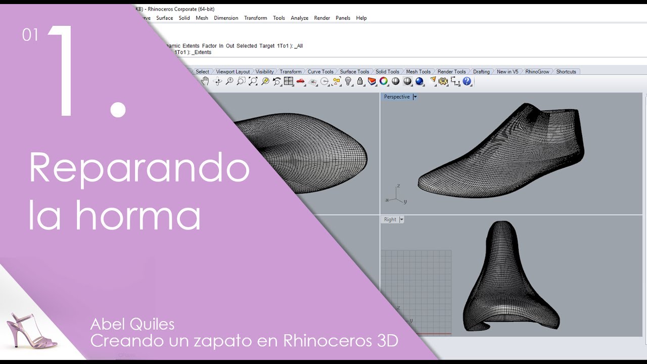 0101 Reparando una horma ( crea un zapato en 3D con Rhinoceros y Keyshot )