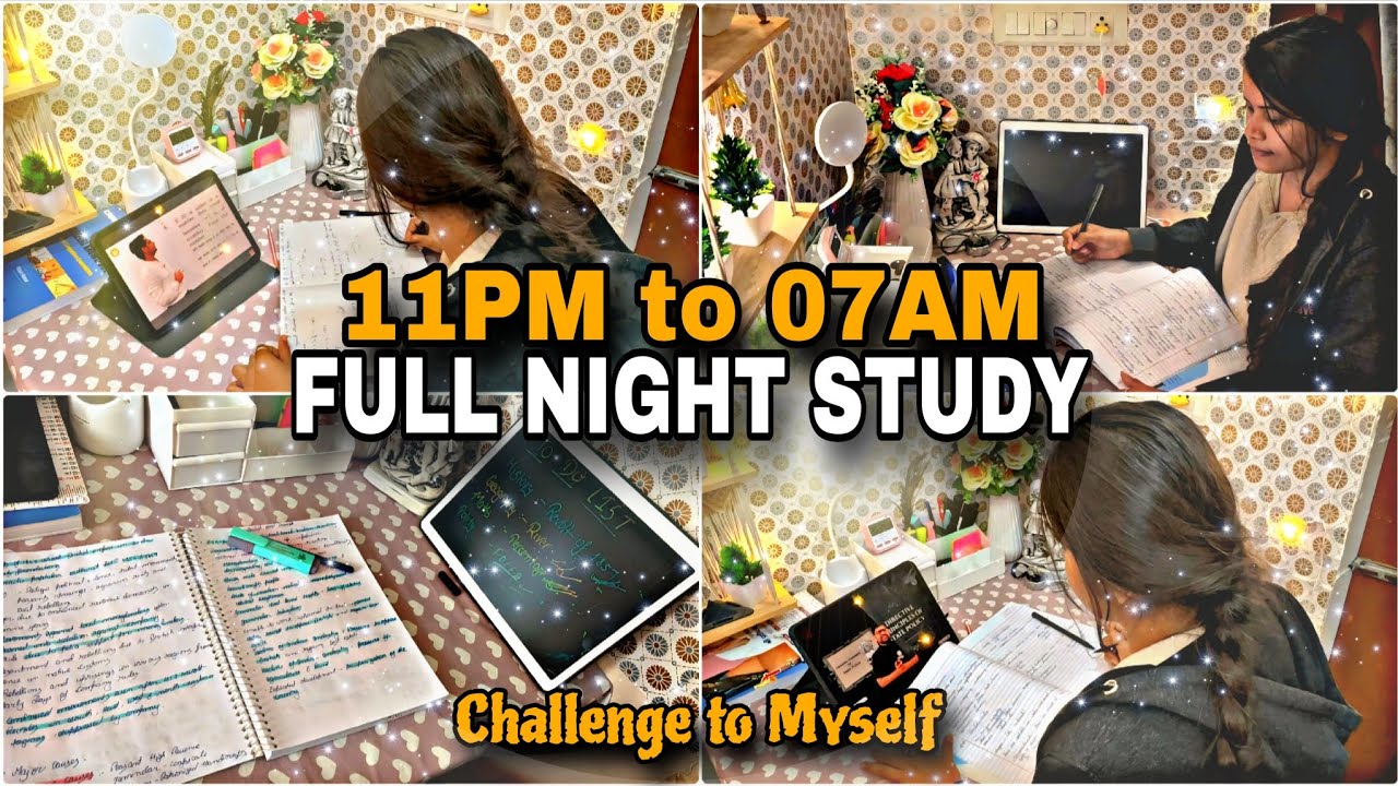 Full Night Study Challenge 💪 | 11PM to 7AM Nonstop Study 🔥 #studychallenge 