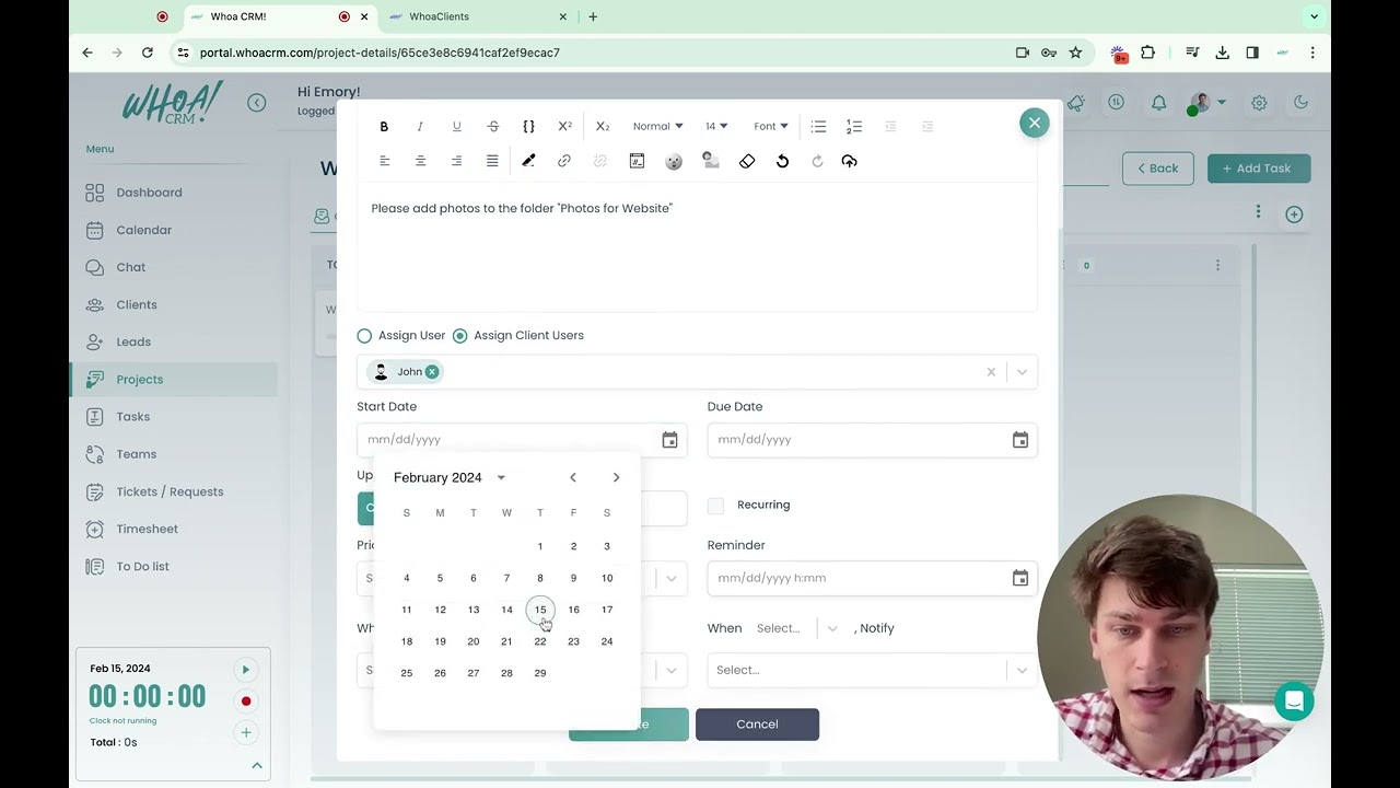 Super Simple Project Management Inside Whoa CRM