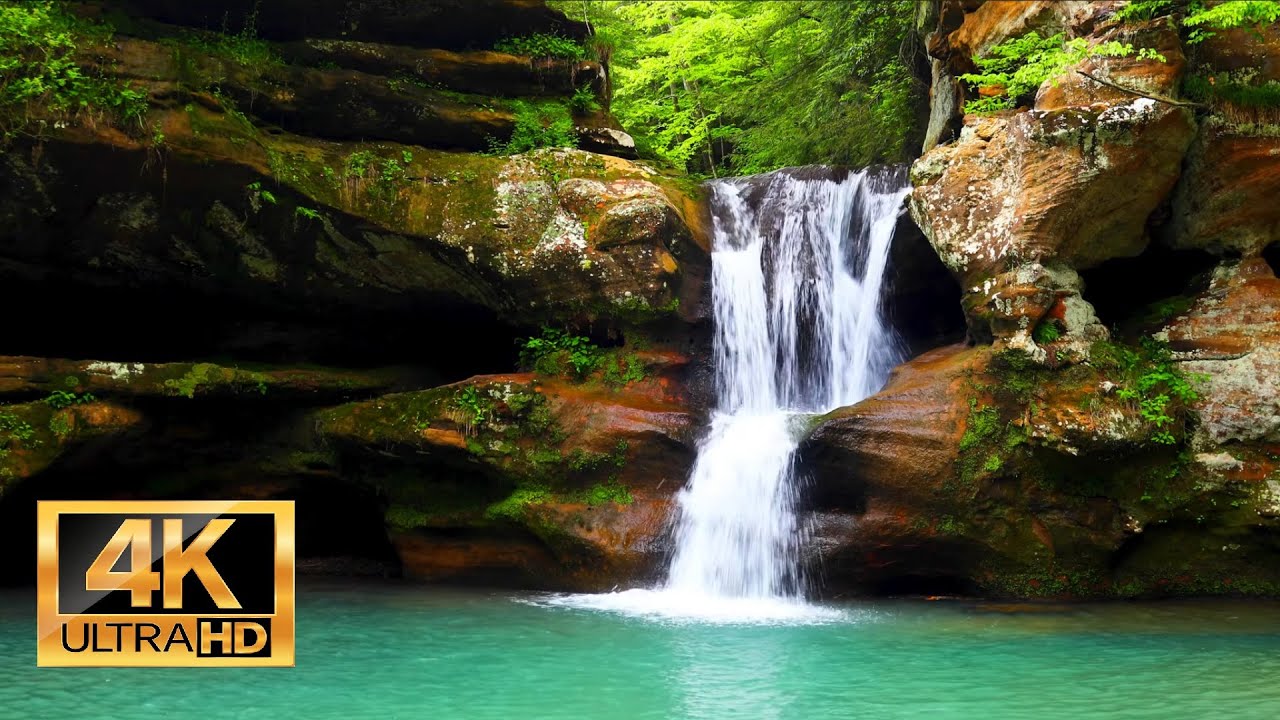 Flowing Waterfall 💧 | 1 Hour Relaxing Session ❤️ | 😌 Calm Nervous Tension 4K