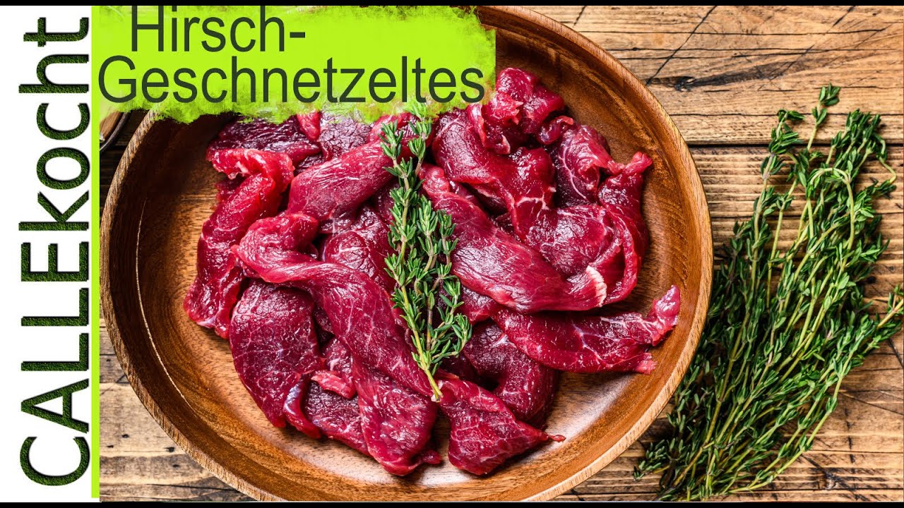 Geschnetzeltes vom Hirsch. Schnelle wilde Küche in 15 min. Mein Rezept