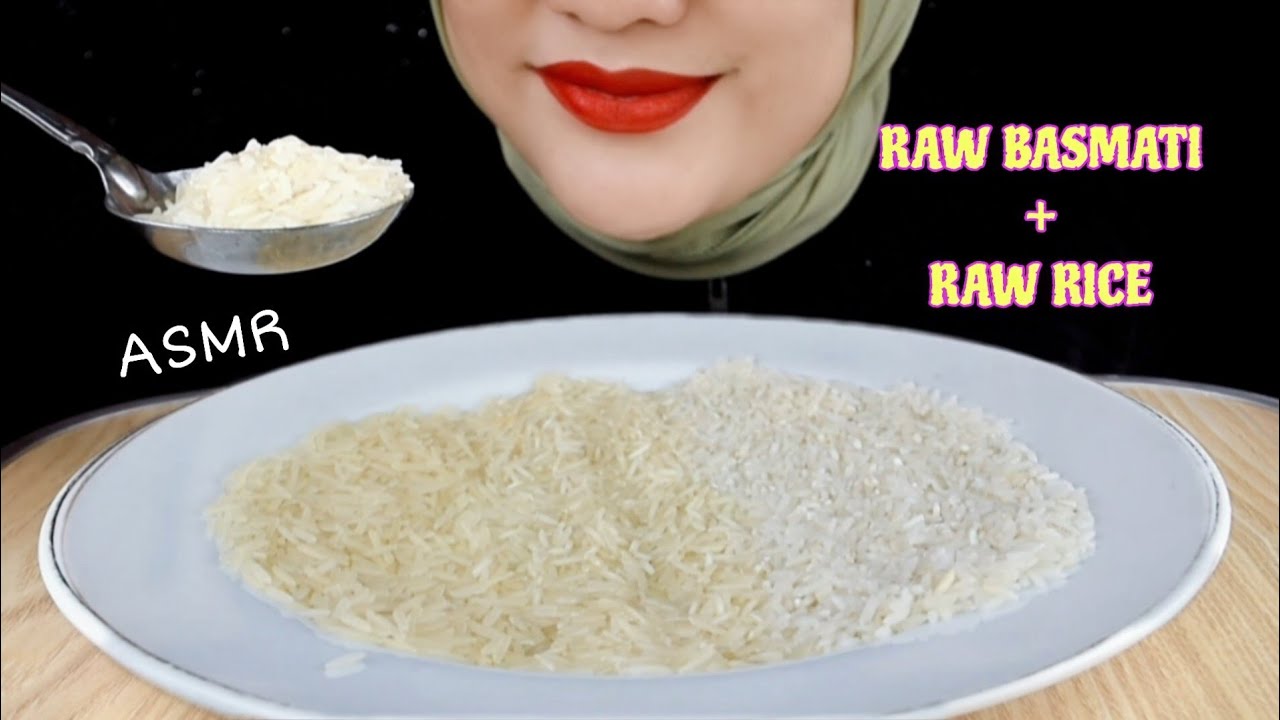 ASMR RAW RICE EATING|| RAW BASMATI RICE MIX RAW RICE LOCAL