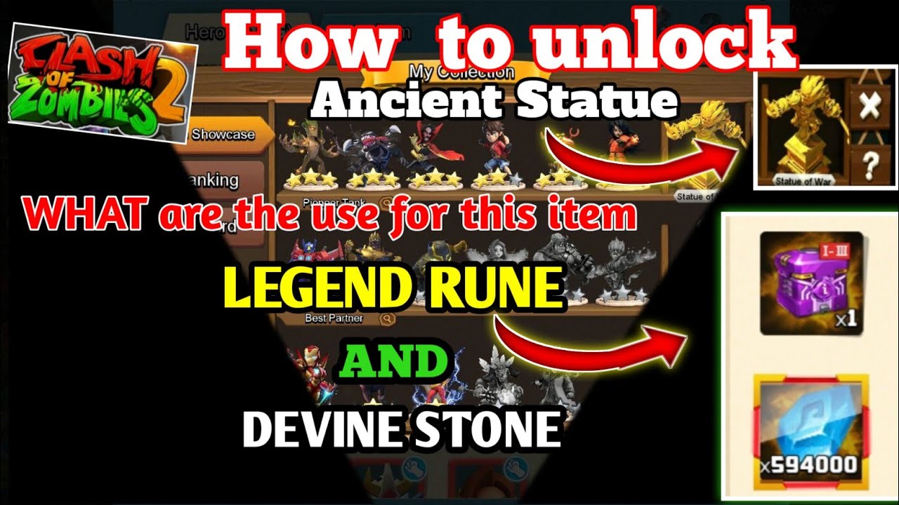 CLASH OF Legends/CoZ2-HOW TO UNLOCK ANCIENT STATUE and WHATS use for DEVINE STONE and LEGEND RUNE!