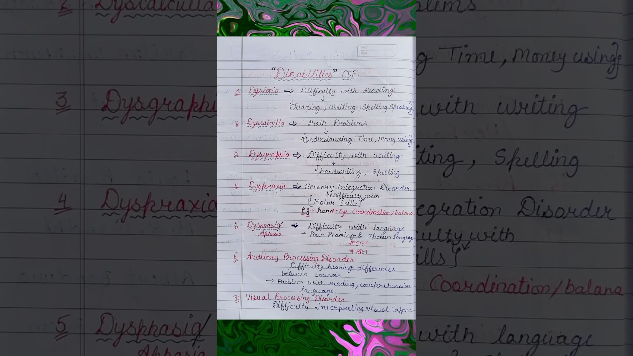 Learning Disabilities #ctet2026 #pstet2026 #cdp #htet #uptet #b.ednotes #psychology #viralshort