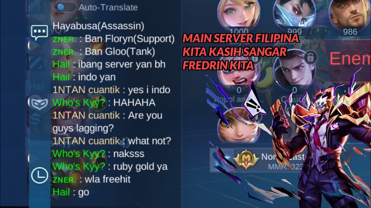 aku mencoba masuk ke server Filipina gelo player Filipina jago banget!!!! gameplay fredrin 