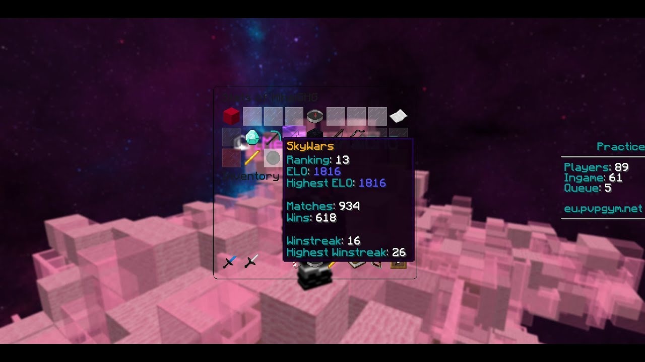 [PvPGym] 1816 ELO (Sapphire) in Skywars (Top 13 - Season XII)