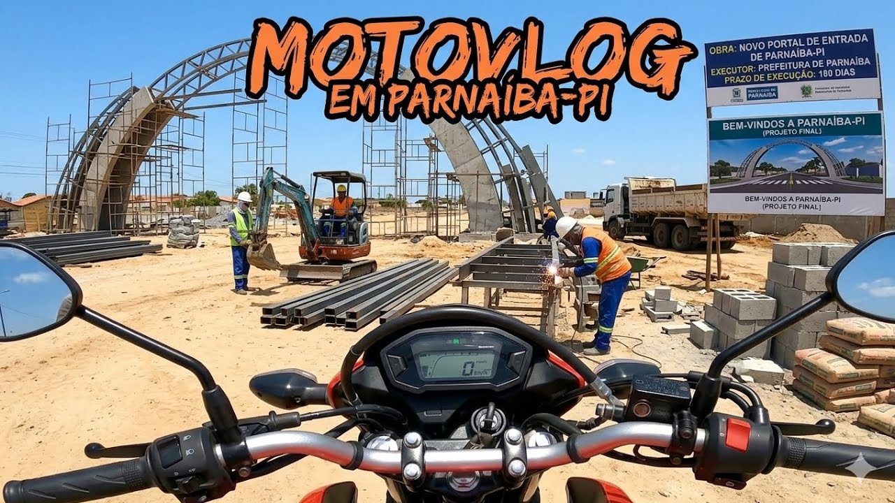 FUI CONFERIR AS OBRAS DO NOVO PORTAL DE PARNAÍBA - PI! 🏍️💨 | Motovlog