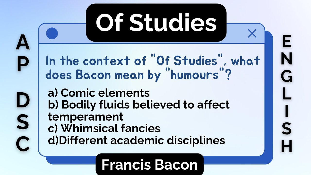 Of Studies | Francis Bacon | English Essay | Practice Bits (MCQS) | English Literature