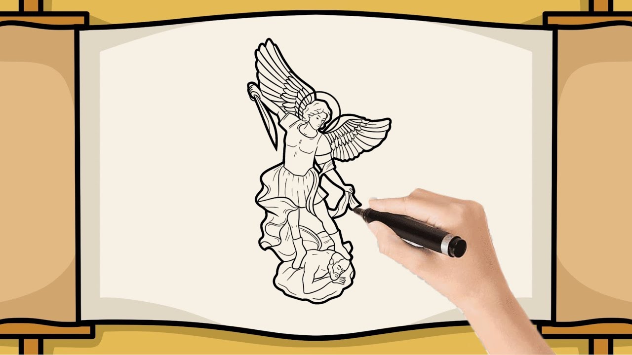 🎨 Cómo dibujar a SAN MIGUEL ARCANGEL | Dibujo sencillo y hermoso
