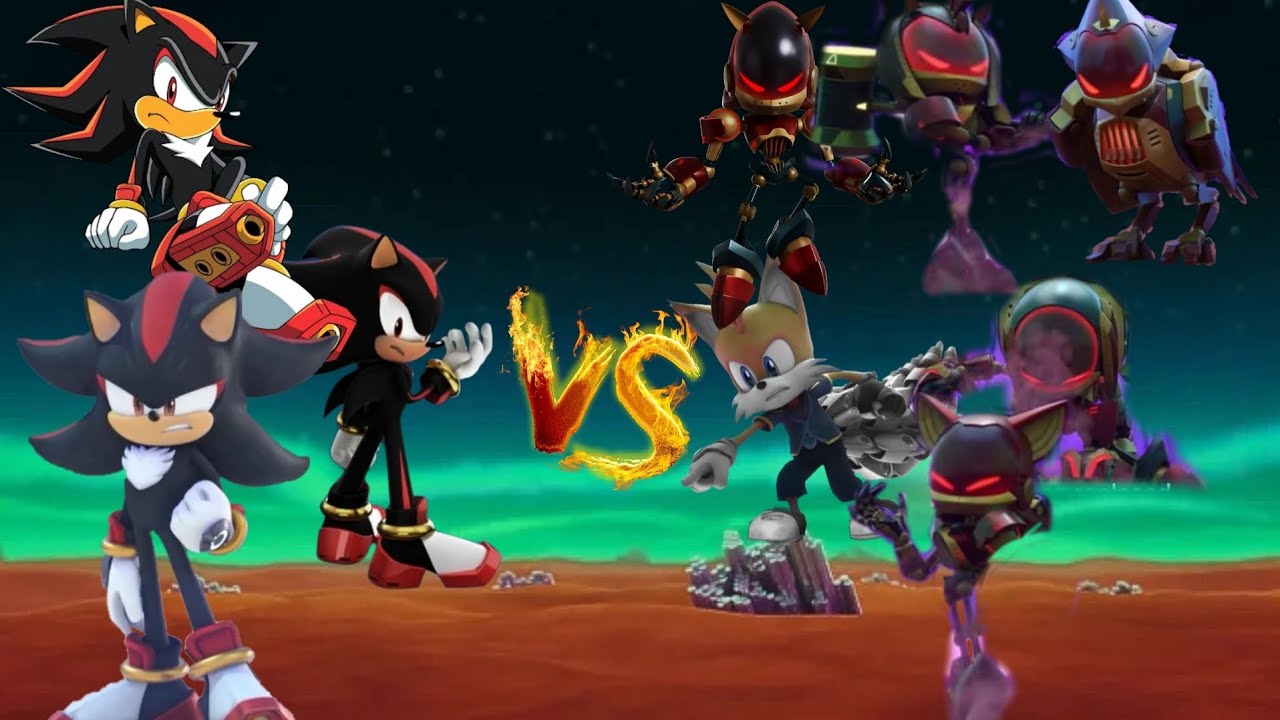 Game Shadow, X Shadow and Prime Shadow vs Nine and his robots