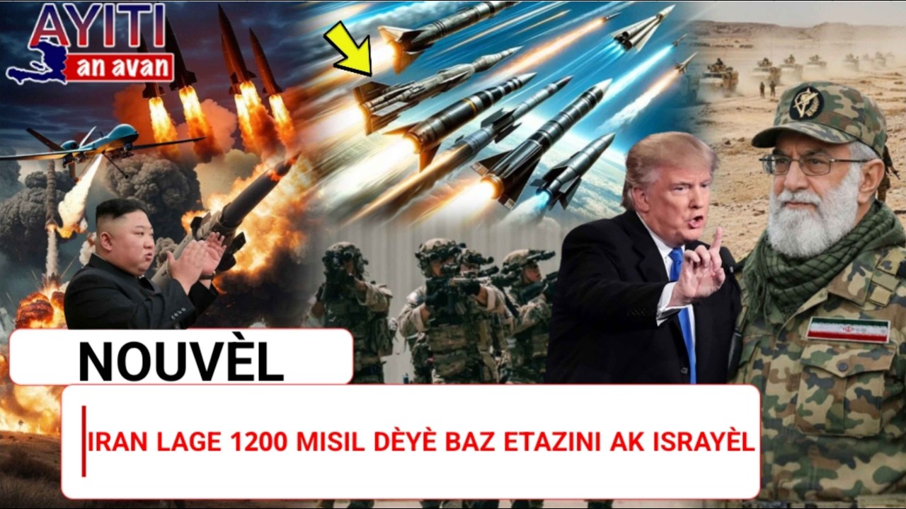 Lagè a Cho, Iran lage 1200 misil dèyè baz militè Etazini ak Israël. Trump Sezi. Kote Gid Iran?