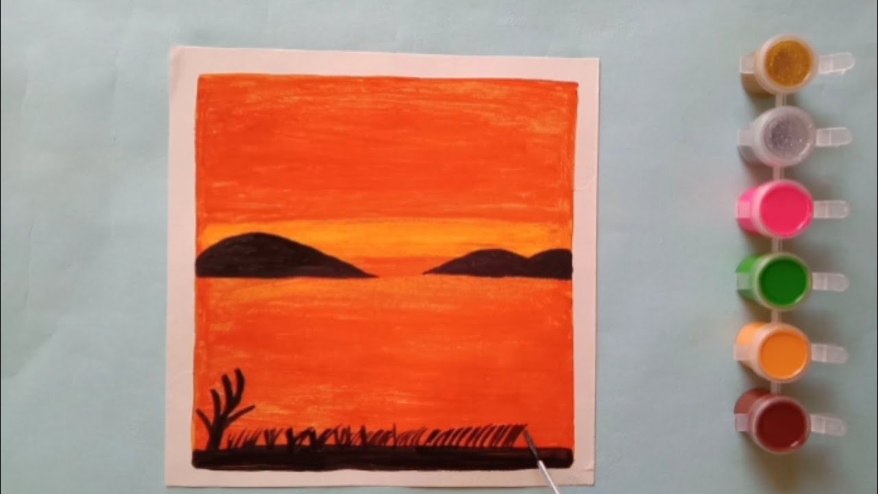 Full Moon Canvas Painting / Sunset Painting For Beginners