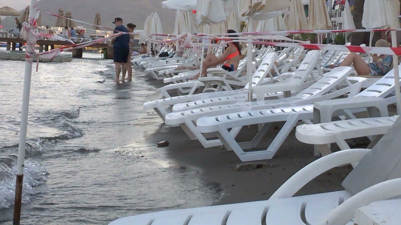 пляж в Ситилере, Мармарис Турция вечером beach Siteler,  Marmaris Turkey in the evening