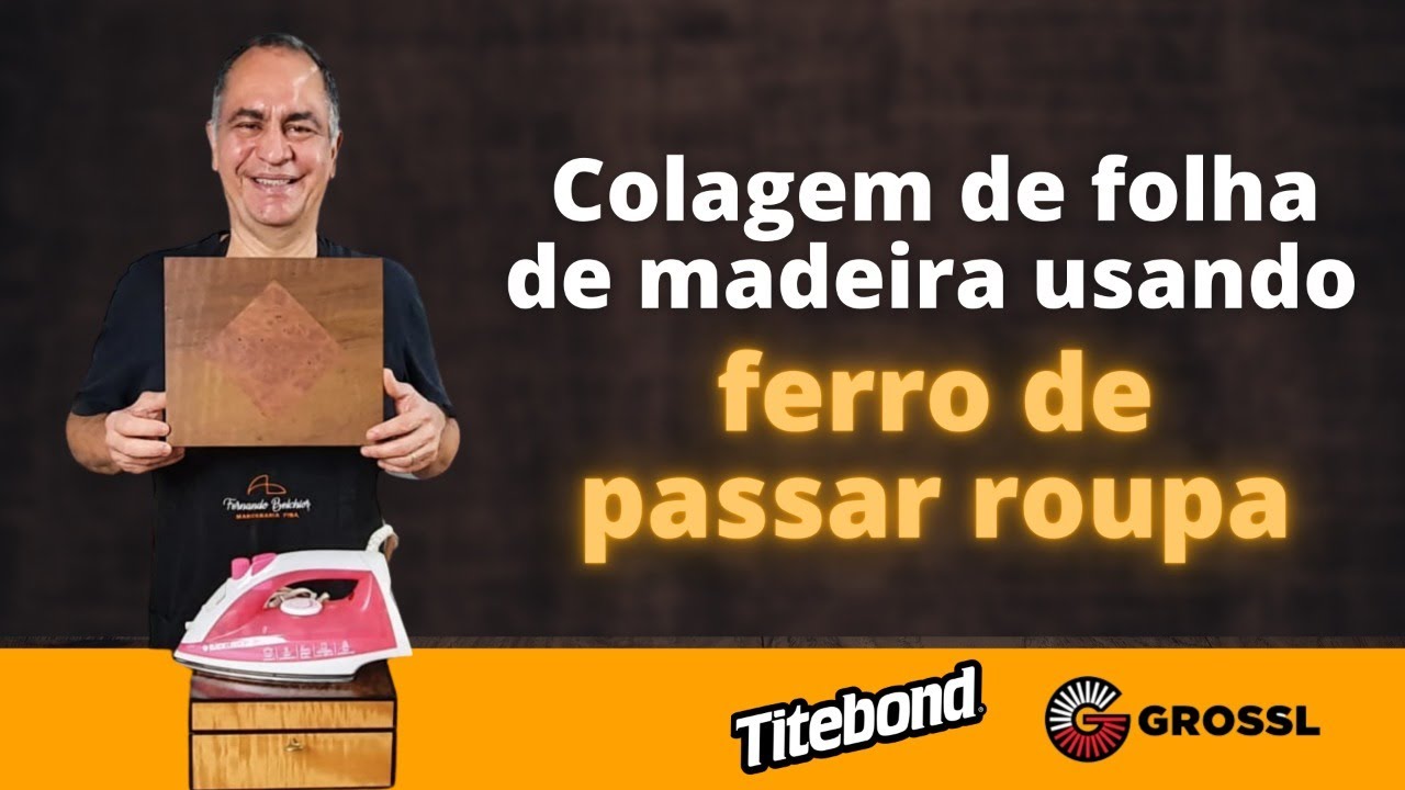 Colagem de folha de madeira com ferro de passar roupa