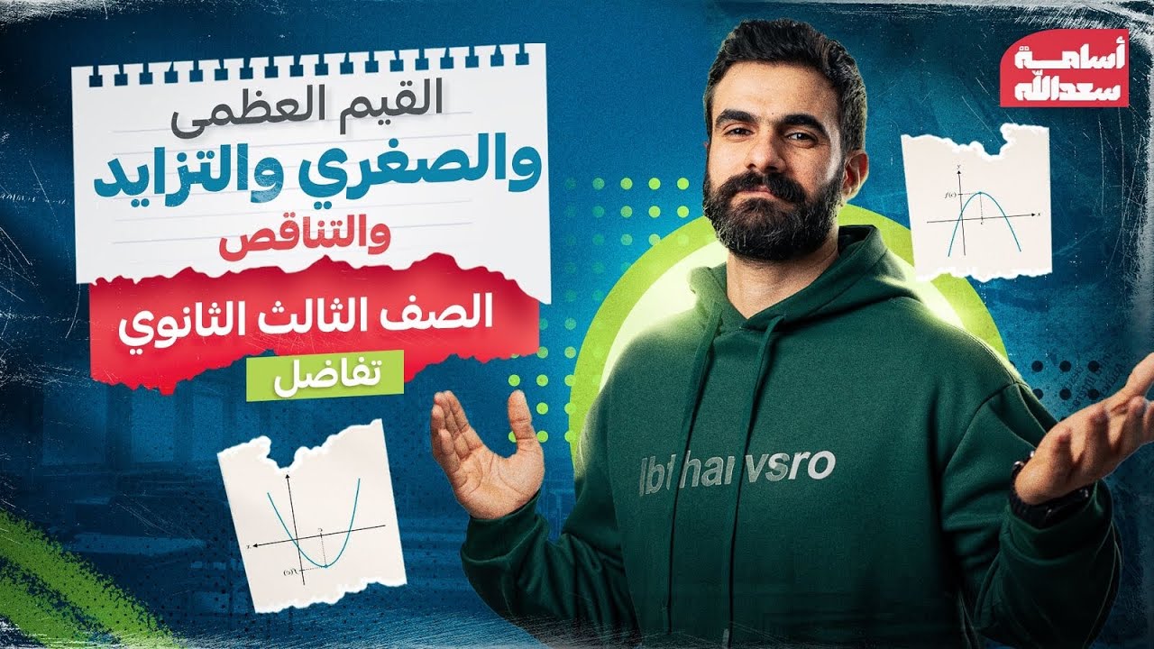 القيم العظمي والصغري والتزايد والتناقص- تفاضل - الصف الثالث الثانوي- أ/ أسامة سعد الله