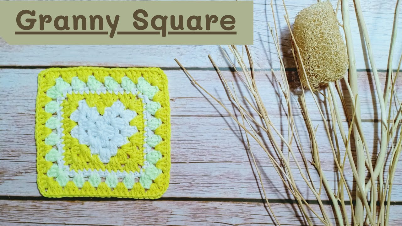 CrochetGrannySquare/Heart GrannySquare/ถักแผ่นสี่เหลี่ยมลายหัวใจ/ถักต่อดอก(Eng Sub)