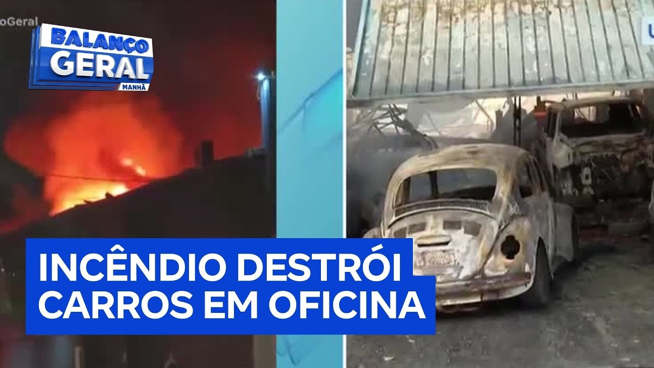 Incêndio destrói carros e atinge loja de colchões em São Paulo