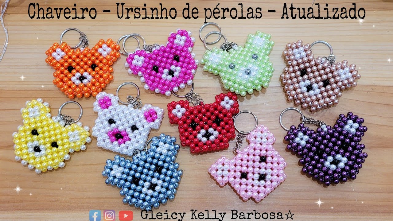 Chaveiro - Ursinho de pérolas atualizado - Gleicy Kelly Barbosa