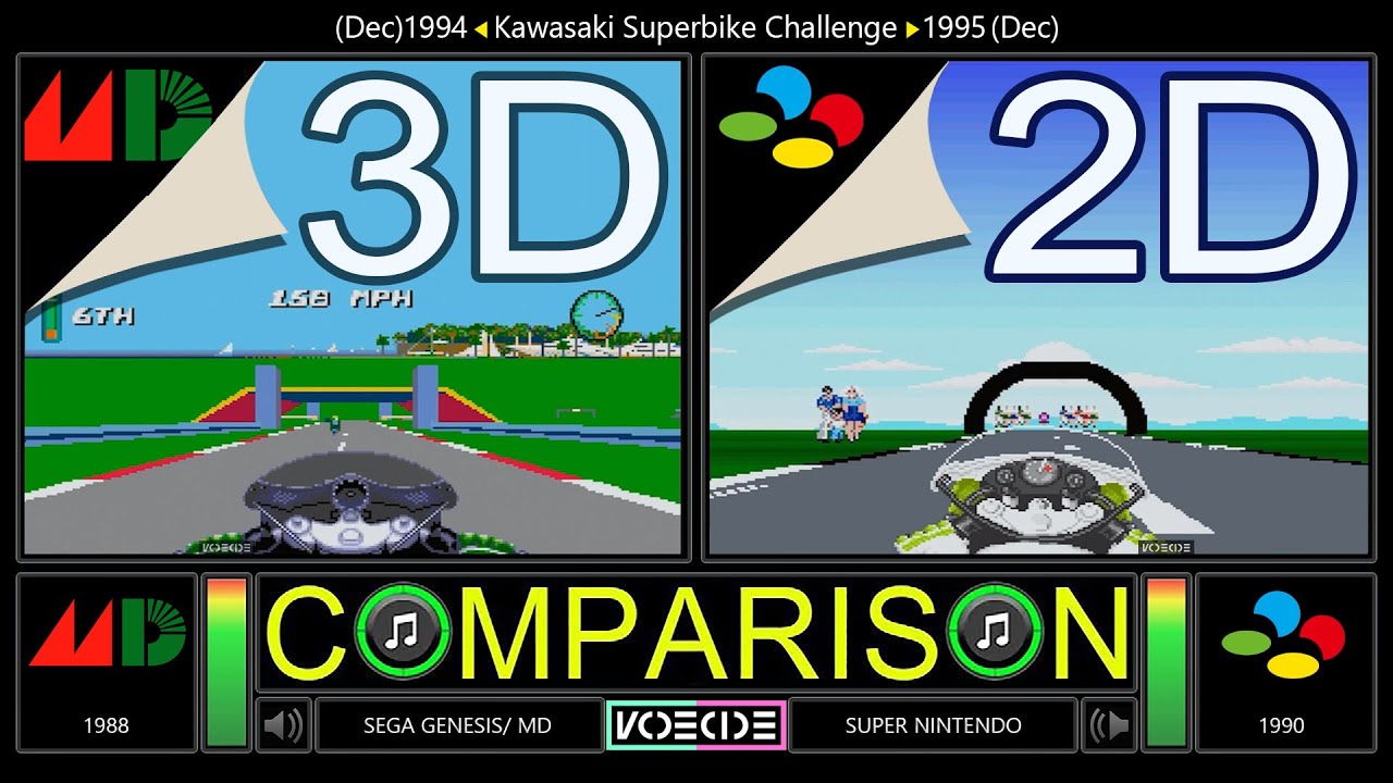 Kawasaki Superbike Challenge (Sega Genesis vs SNES) Side by Side Comparison | VCDECIDE