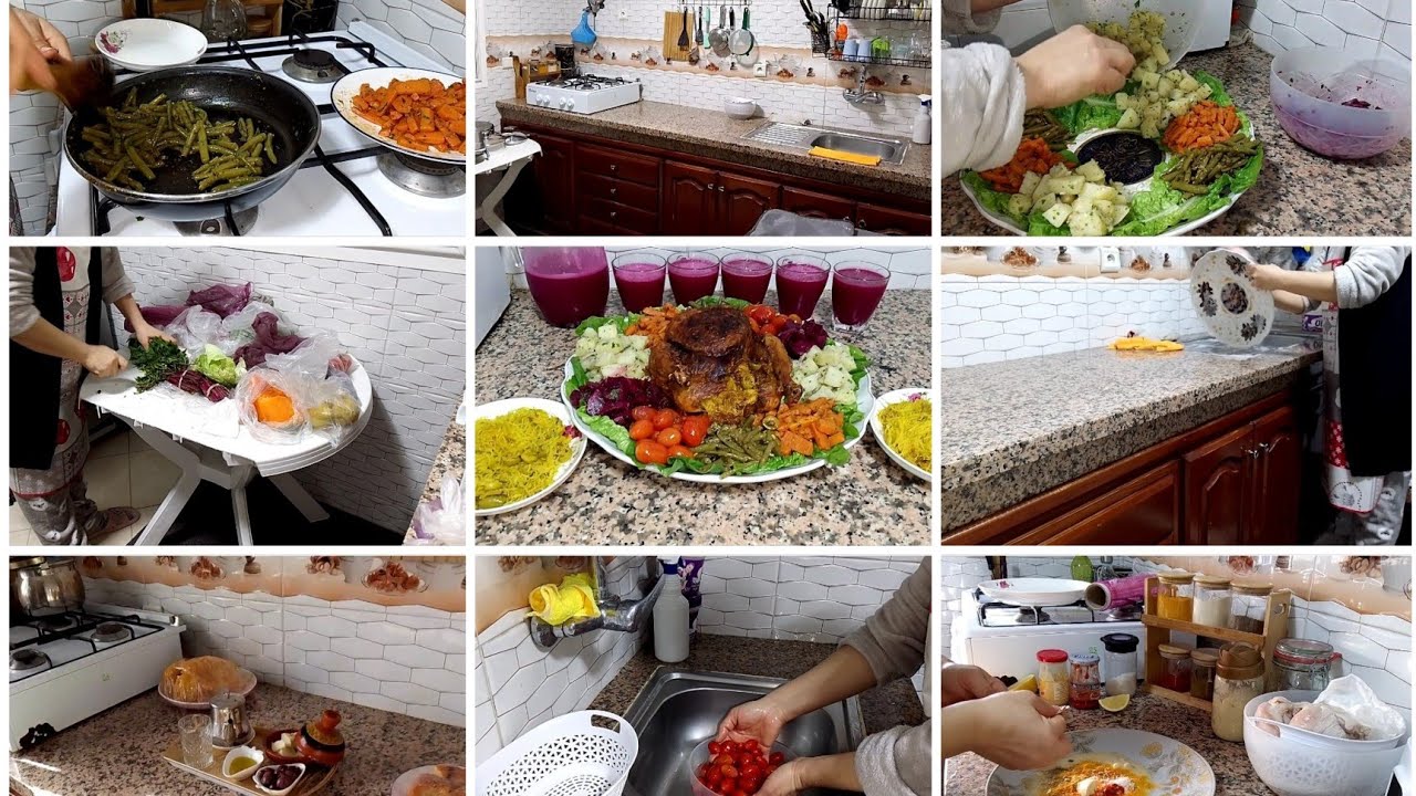 نهار تقدية الخضر ✅فرحت وليداتي بدجاجة معمرة ومشوية في الفران رافقتها بالخضر صوطي👌