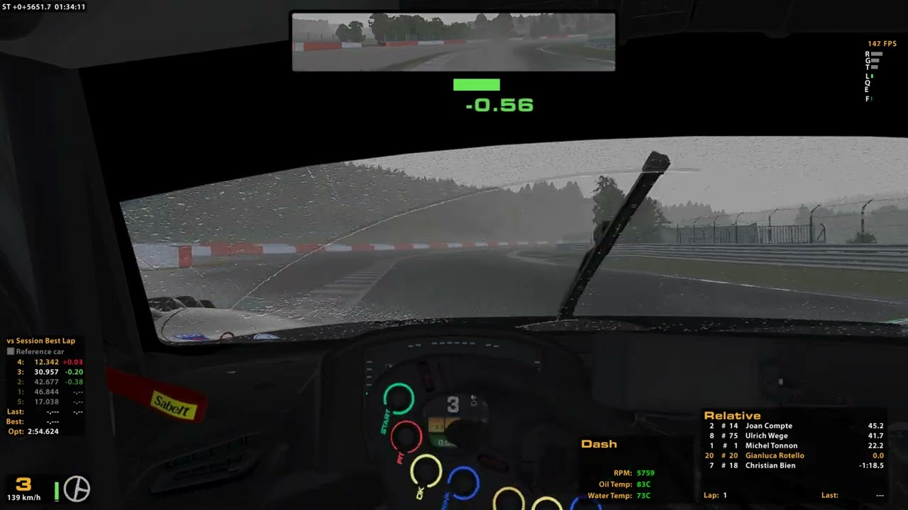 iRacing  Motorsport Simulator Ferrari 296 gt3 - SPA - test Rain