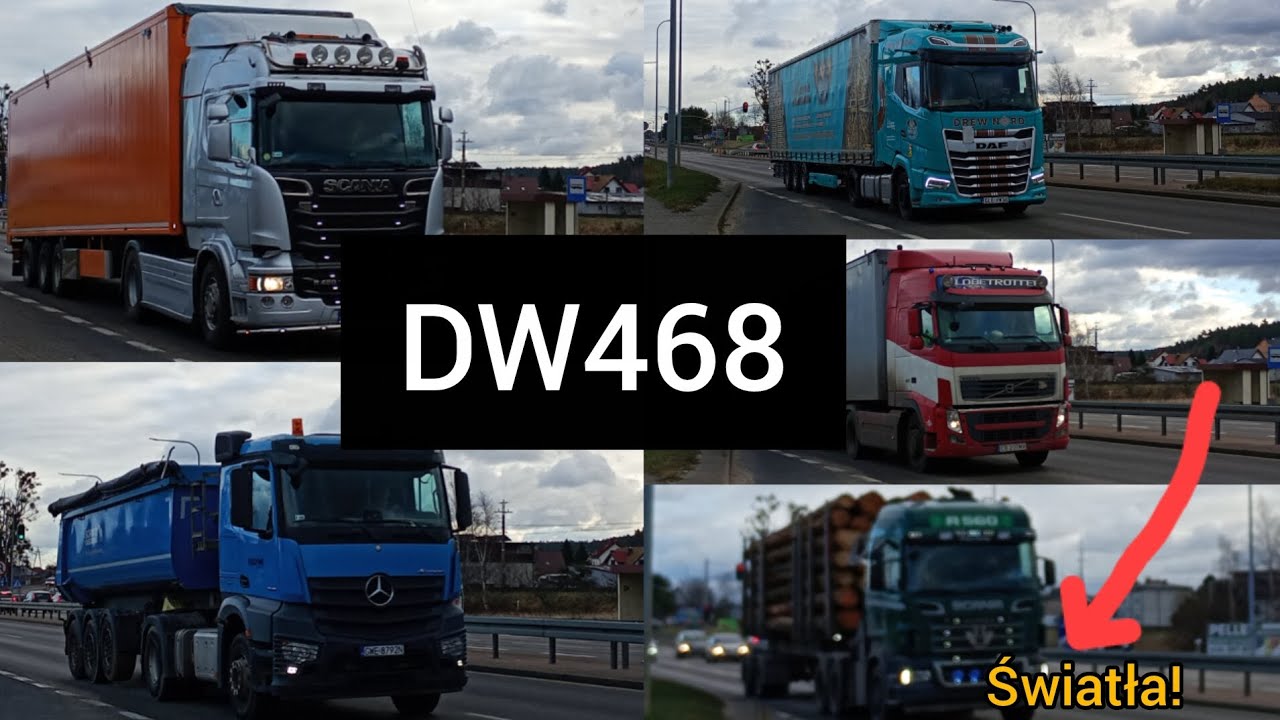 Mała składanka Ciężarówek/tirów na DW468 + Światła!