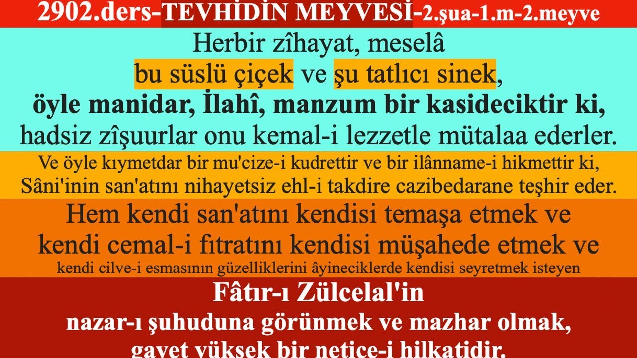 2902. ders - TEVHİDİN MEYVESİ-2.ŞUA-2.MEYVE