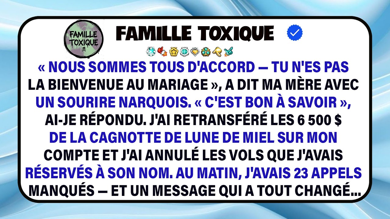 Ma Mère M’exclut Du Mariage Avec Mépris ; Je Réponds Calmement Et Trace Ma Voie.