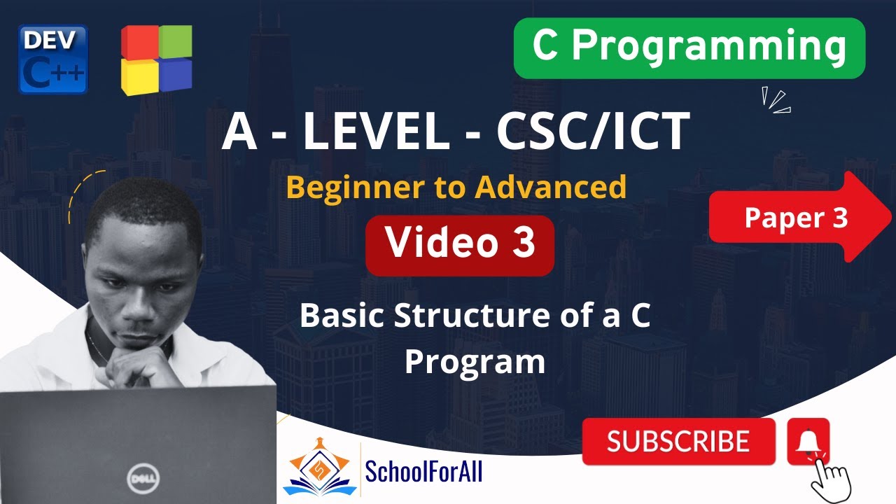 Video 3 – Basic Structure of a C Program.