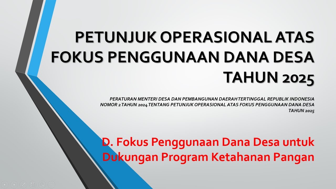 Petunjuk Operasional Penggunaan Dana Desa 2025, Dukungan Program Ketahanan Pangan